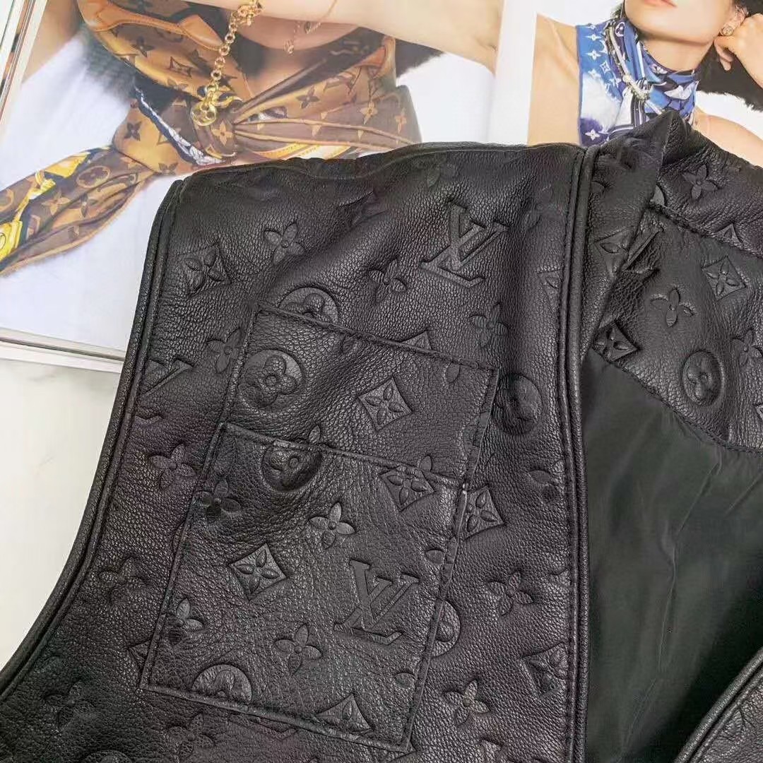 Louis Vuitton Black Monogram Leather Vest - DopestKickz