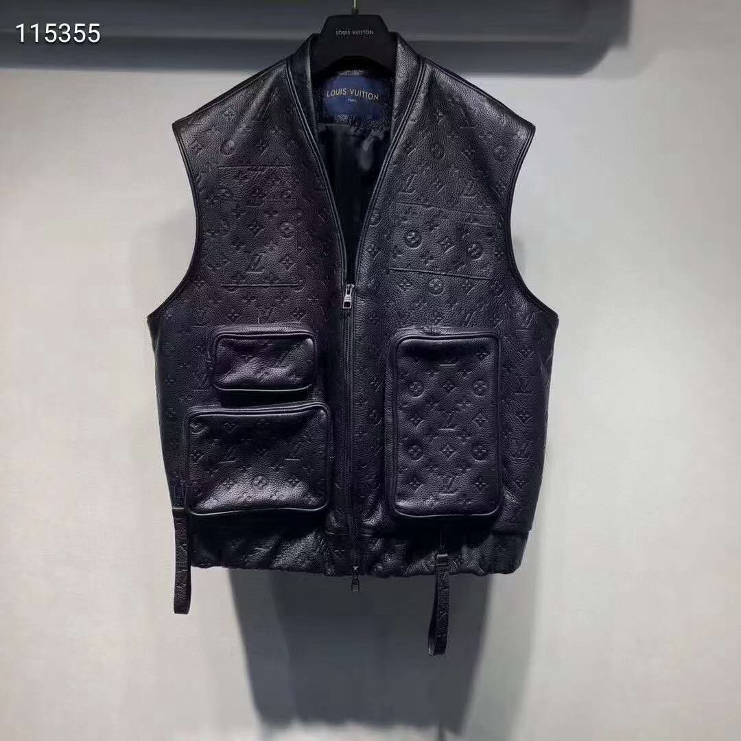 Louis Vuitton Black Monogram Leather Vest - DopestKickz