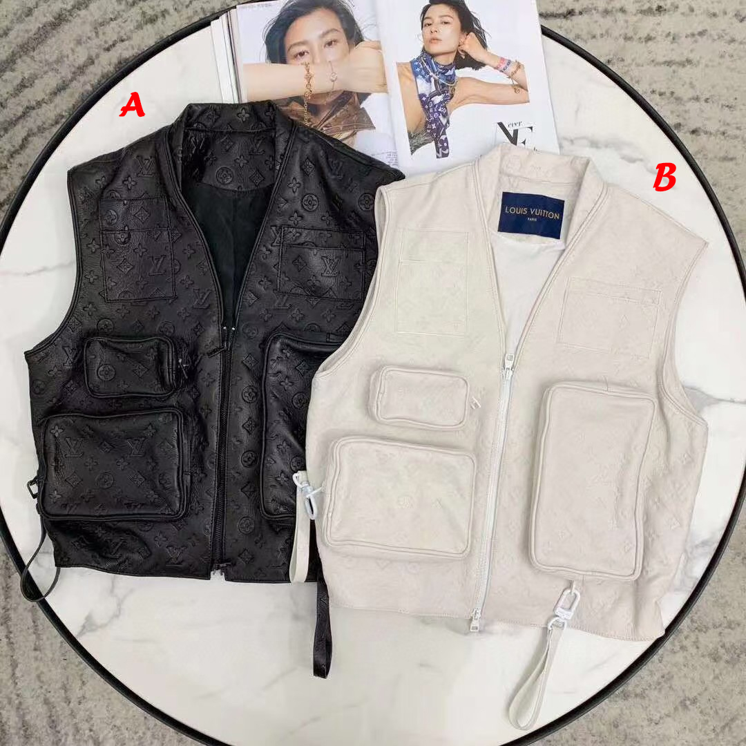 Louis Vuitton Black Monogram Leather Vest - DopestKickz