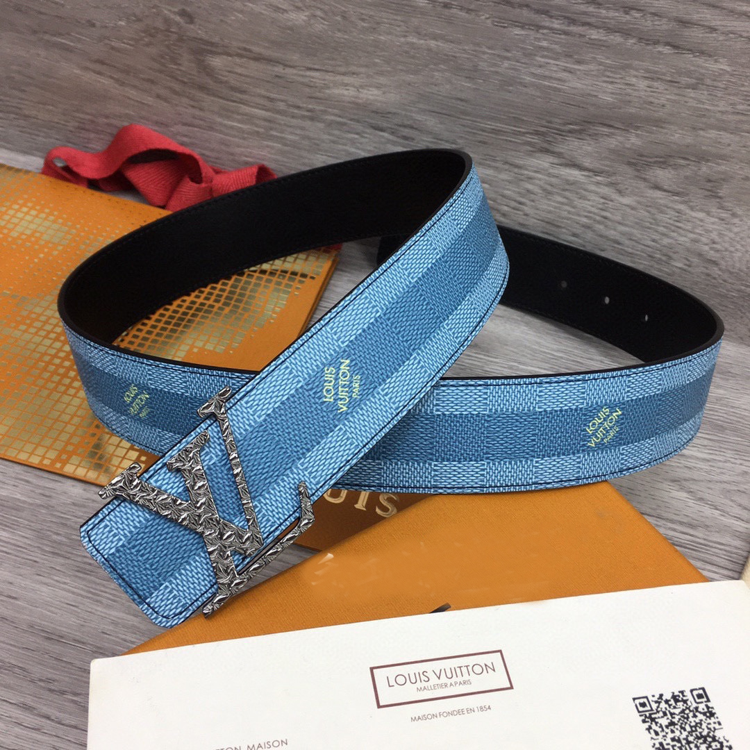 Louis Vuitton LV Initiales Damier Stripes 40mm Reversible Belt  - DopestKickz