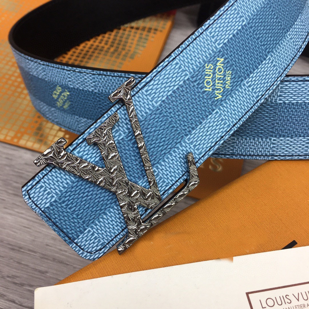 Louis Vuitton LV Initiales Damier Stripes 40mm Reversible Belt  - DopestKickz