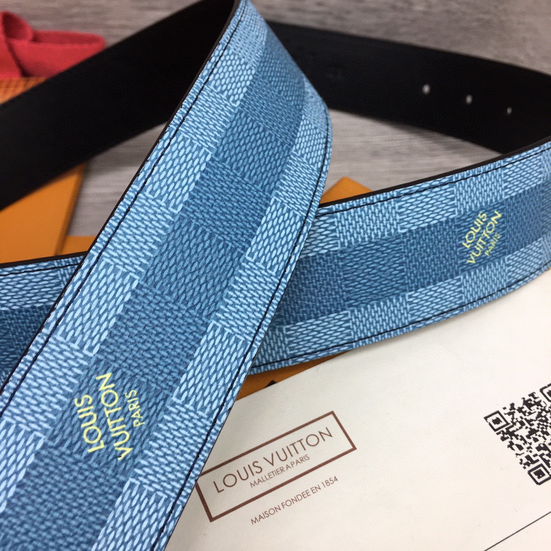Louis Vuitton LV Initiales Damier Stripes 40mm Reversible Belt  - DopestKickz