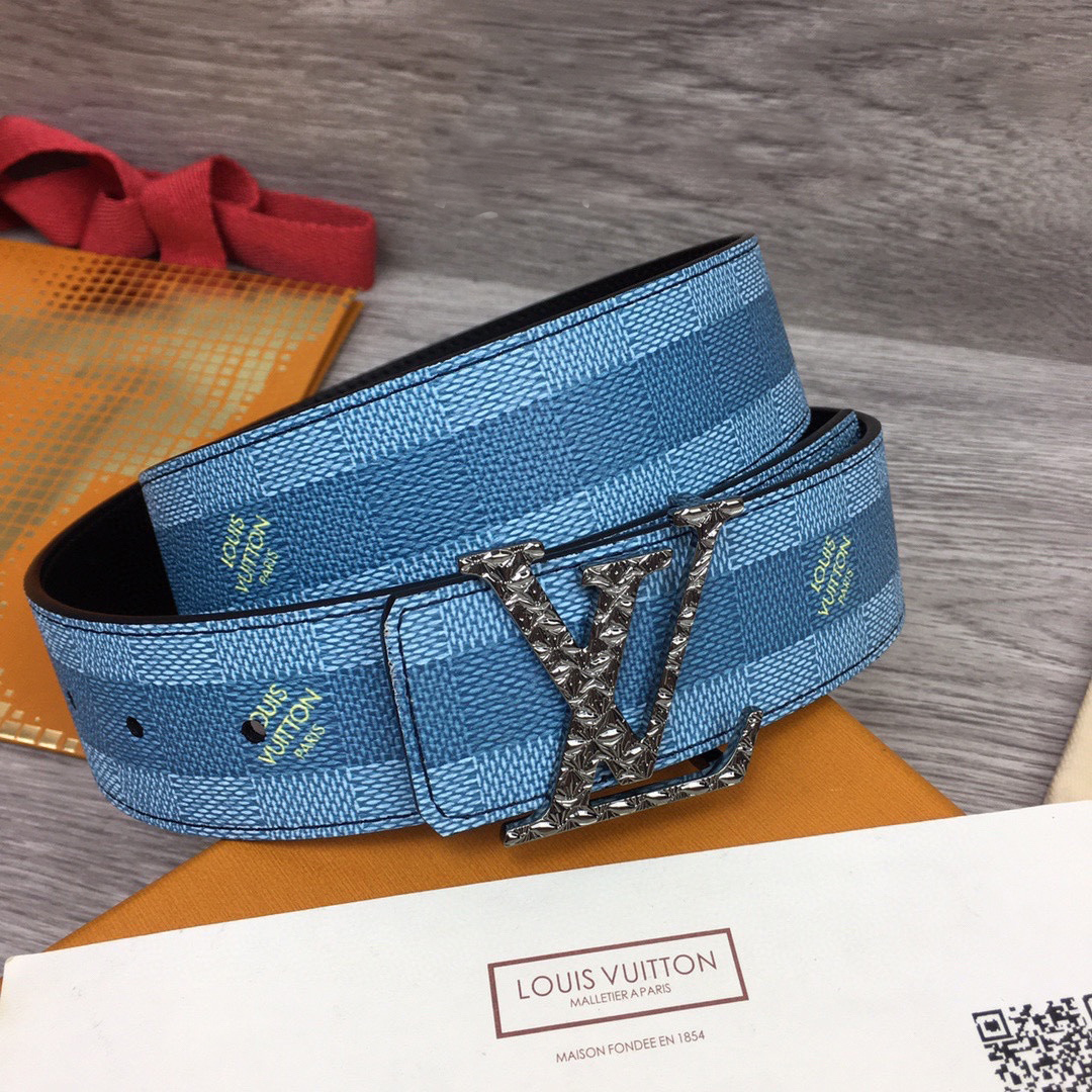 Louis Vuitton LV Initiales Damier Stripes 40mm Reversible Belt  - DopestKickz