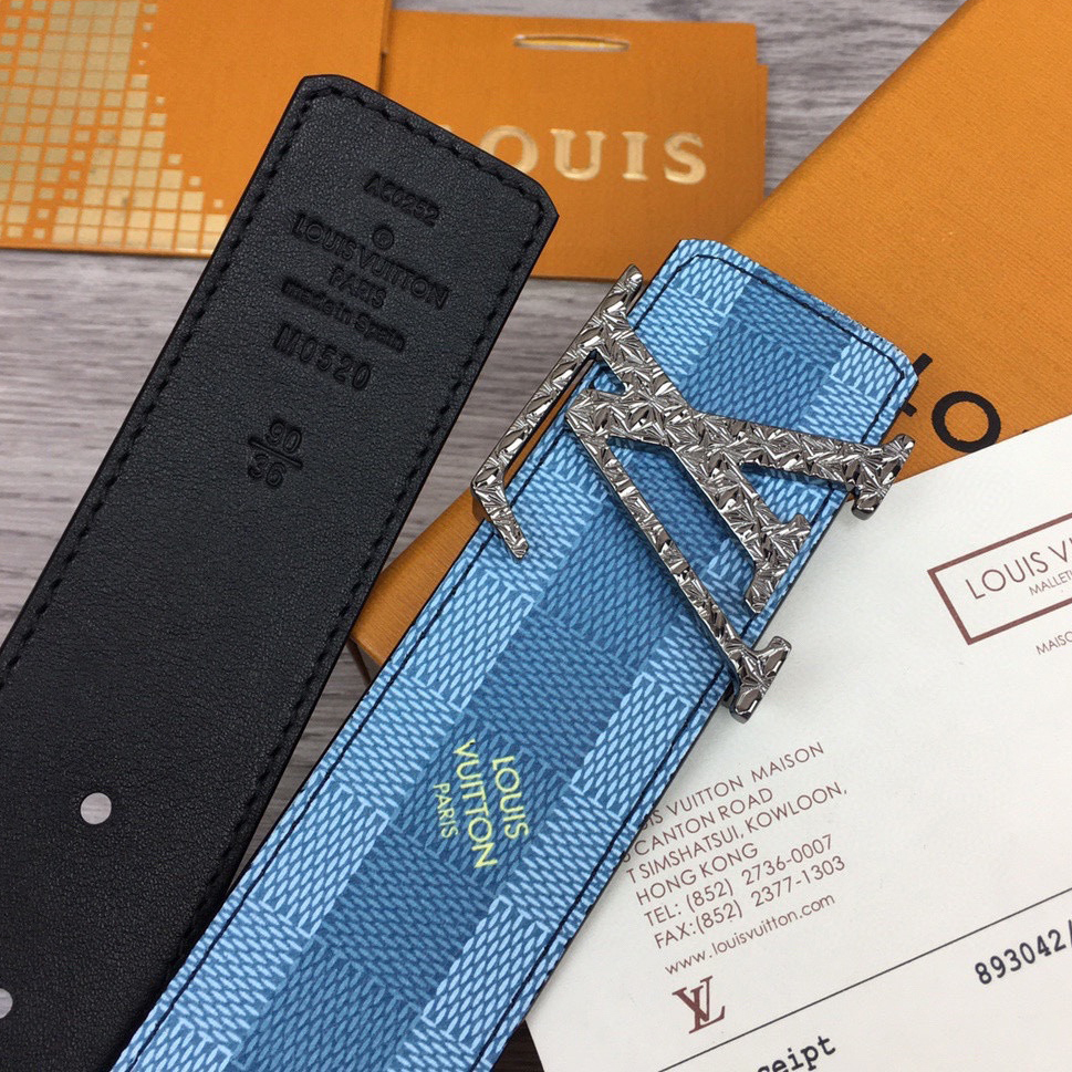 Louis Vuitton LV Initiales Damier Stripes 40mm Reversible Belt  - DopestKickz