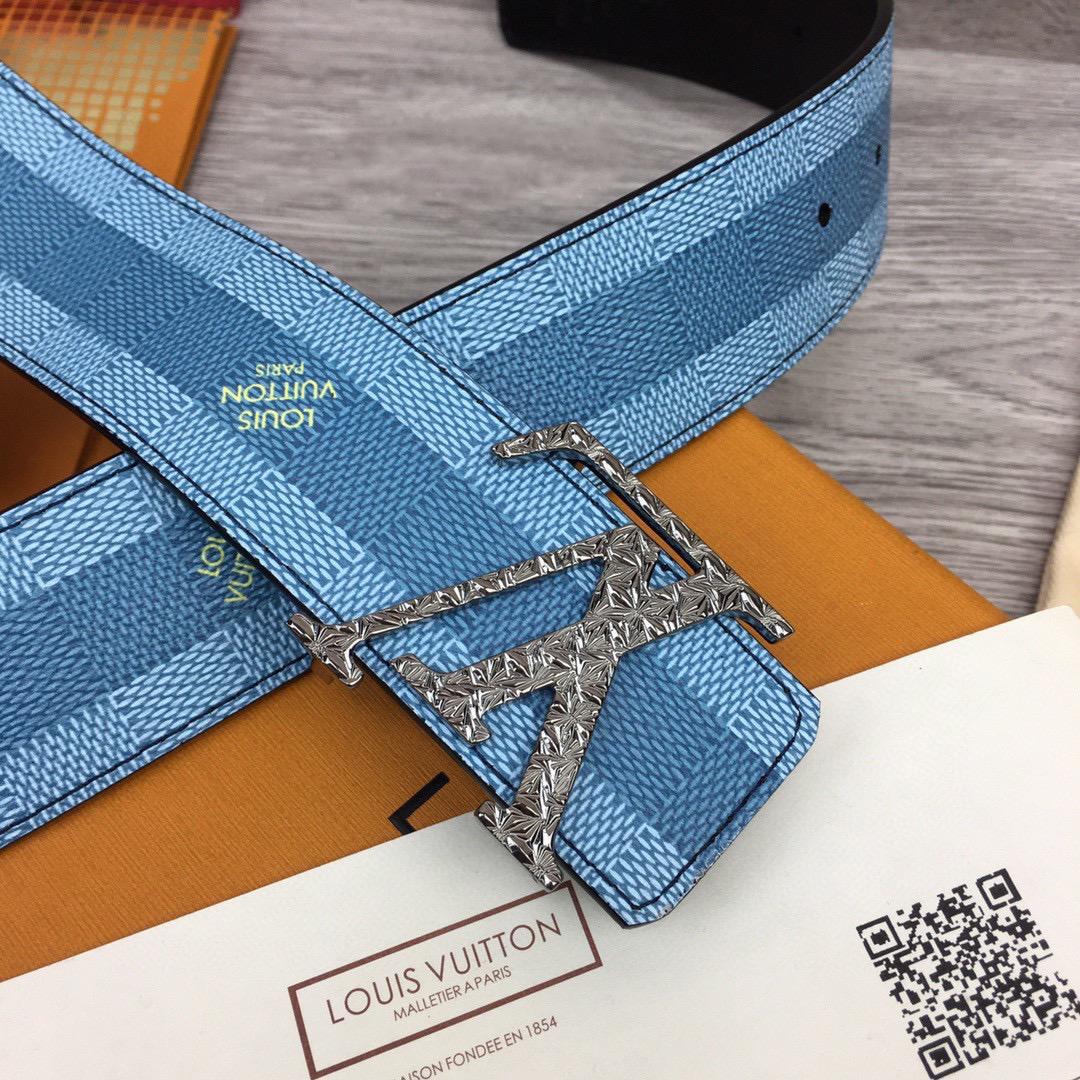 Louis Vuitton LV Initiales Damier Stripes 40mm Reversible Belt  - DopestKickz