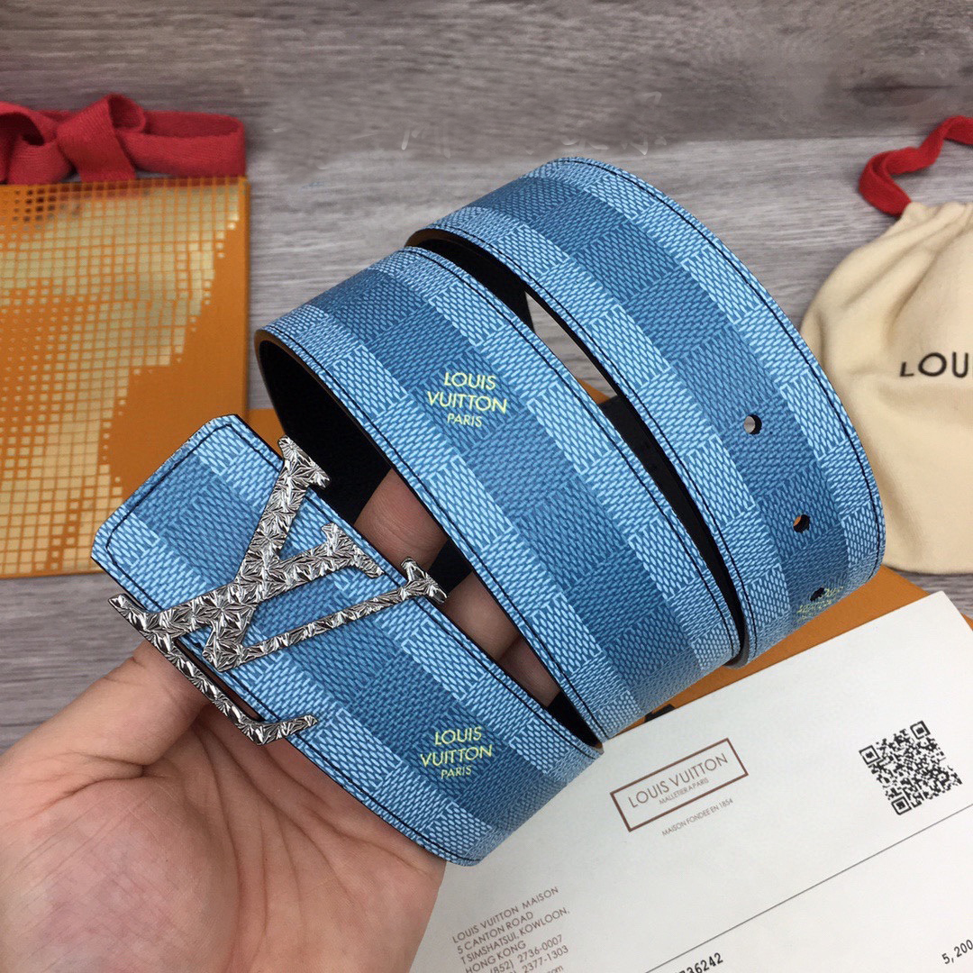 Louis Vuitton LV Initiales Damier Stripes 40mm Reversible Belt  - DopestKickz