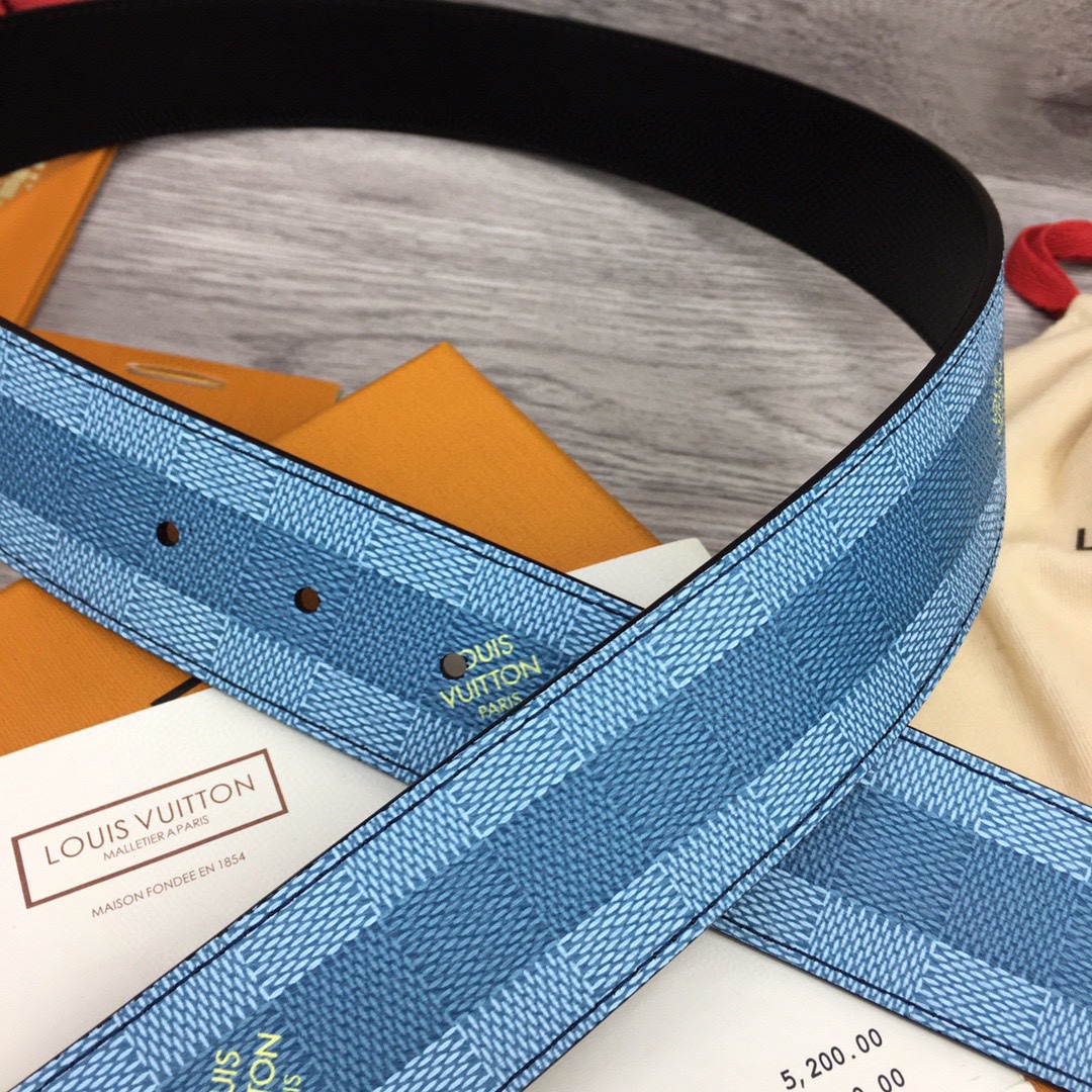Louis Vuitton LV Initiales Damier Stripes 40mm Reversible Belt  - DopestKickz