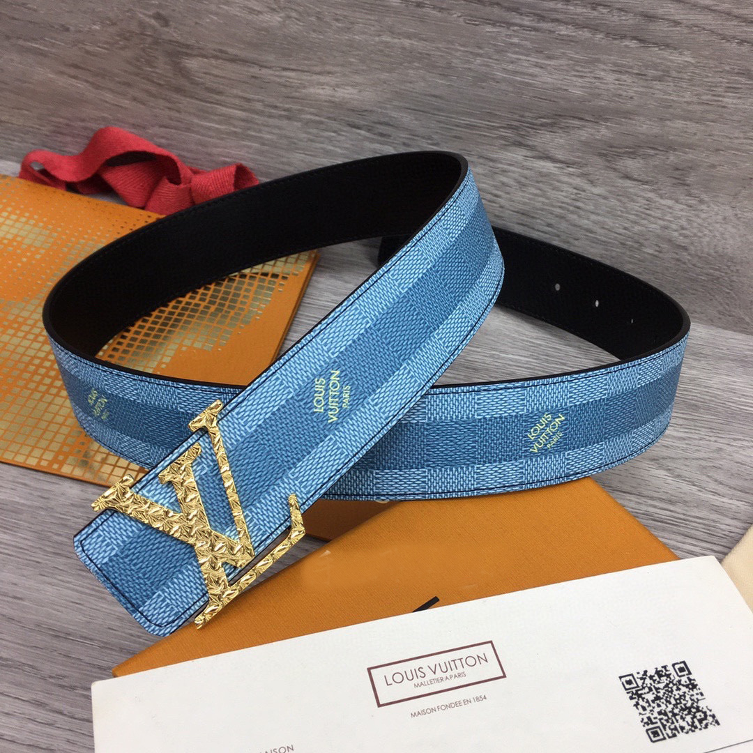 Louis Vuitton LV Initiales Damier Stripes 40mm Reversible Belt  - DopestKickz