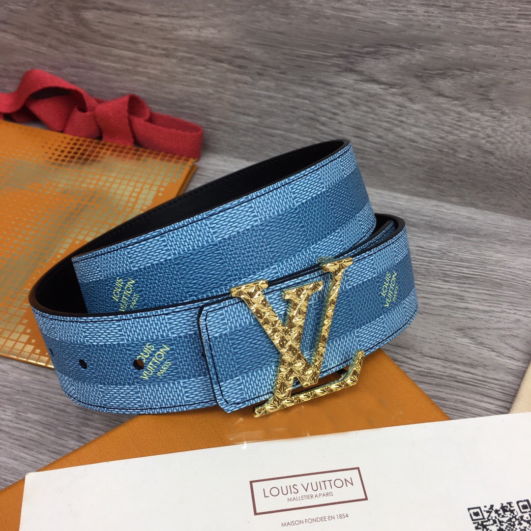 Louis Vuitton LV Initiales Damier Stripes 40mm Reversible Belt  - DopestKickz