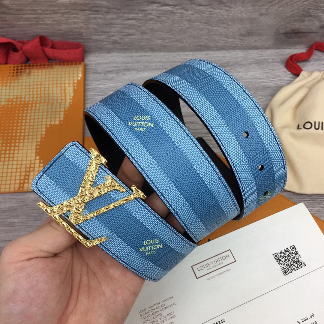 Louis Vuitton LV Initiales Damier Stripes 40mm Reversible Belt  - DopestKickz