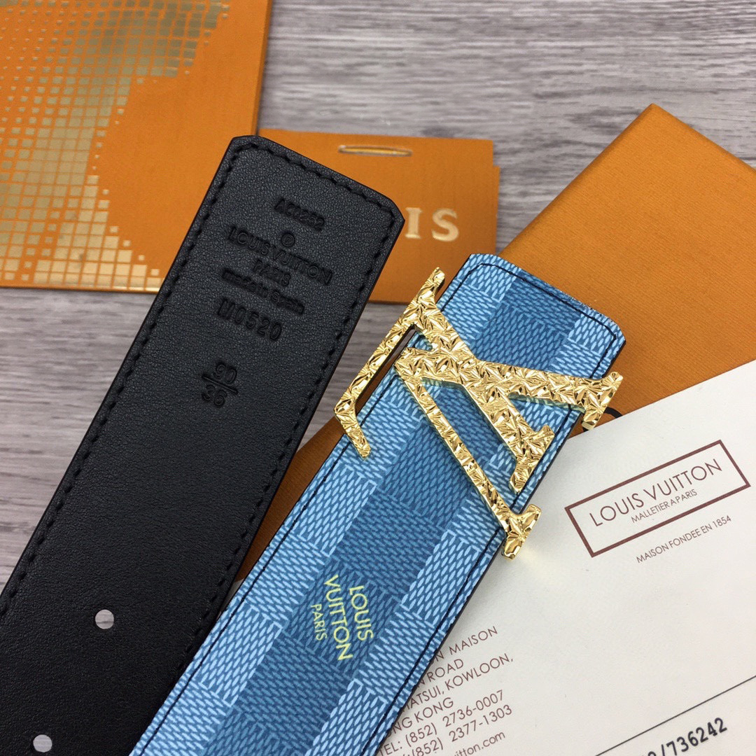 Louis Vuitton LV Initiales Damier Stripes 40mm Reversible Belt  - DopestKickz