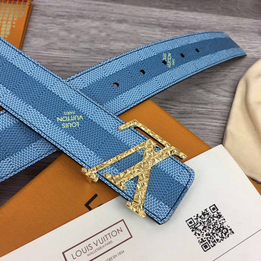 Louis Vuitton LV Initiales Damier Stripes 40mm Reversible Belt  - DopestKickz