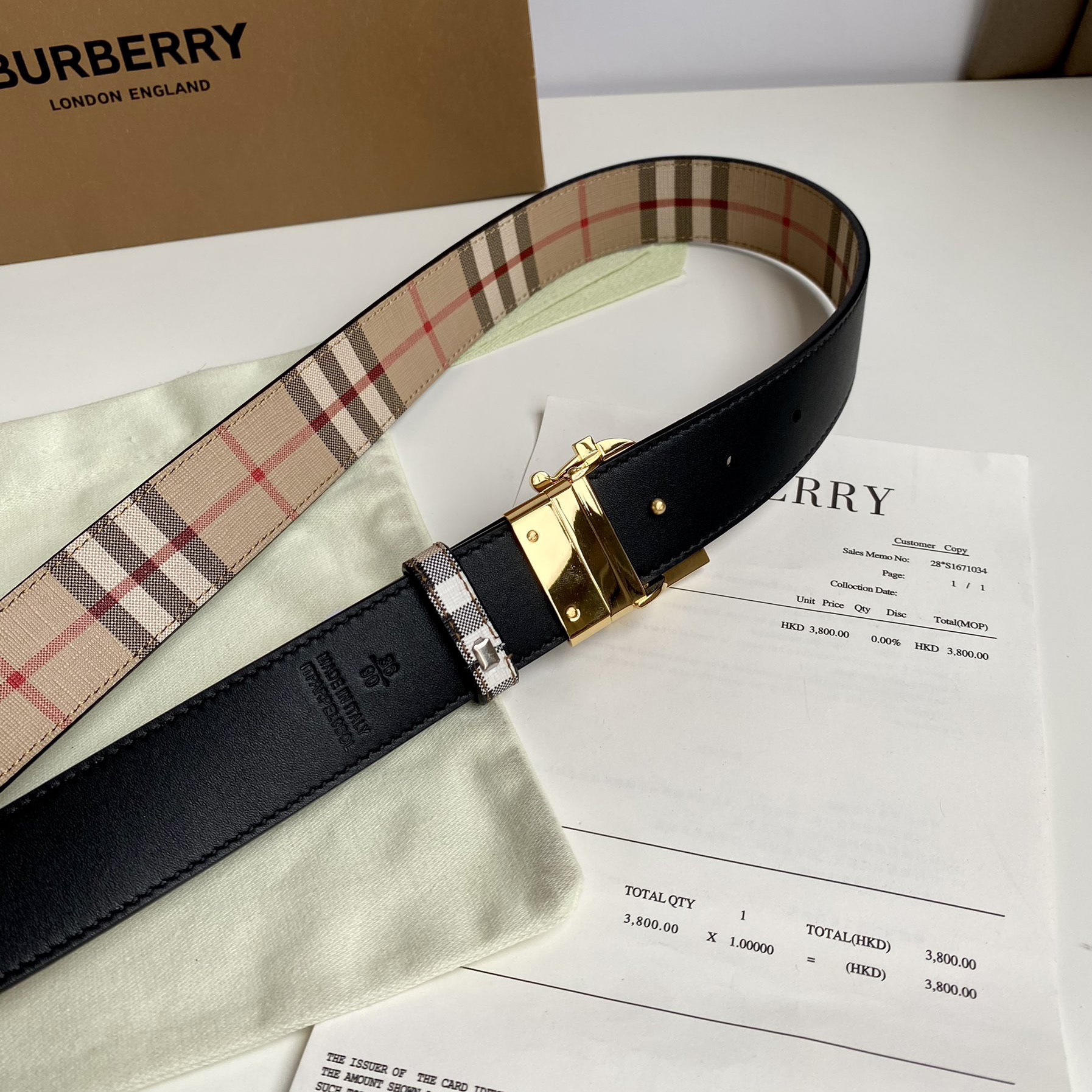 Burberry TB Monogram Vintage Check Bel—35mm - DopestKickz