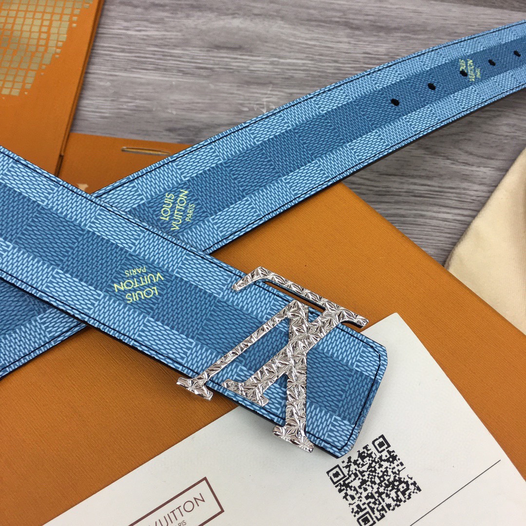 Louis Vuitton LV Initiales Damier Stripes 40mm Reversible Belt  - DopestKickz