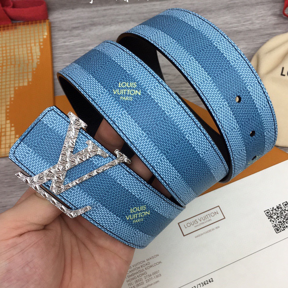 Louis Vuitton LV Initiales Damier Stripes 40mm Reversible Belt  - DopestKickz