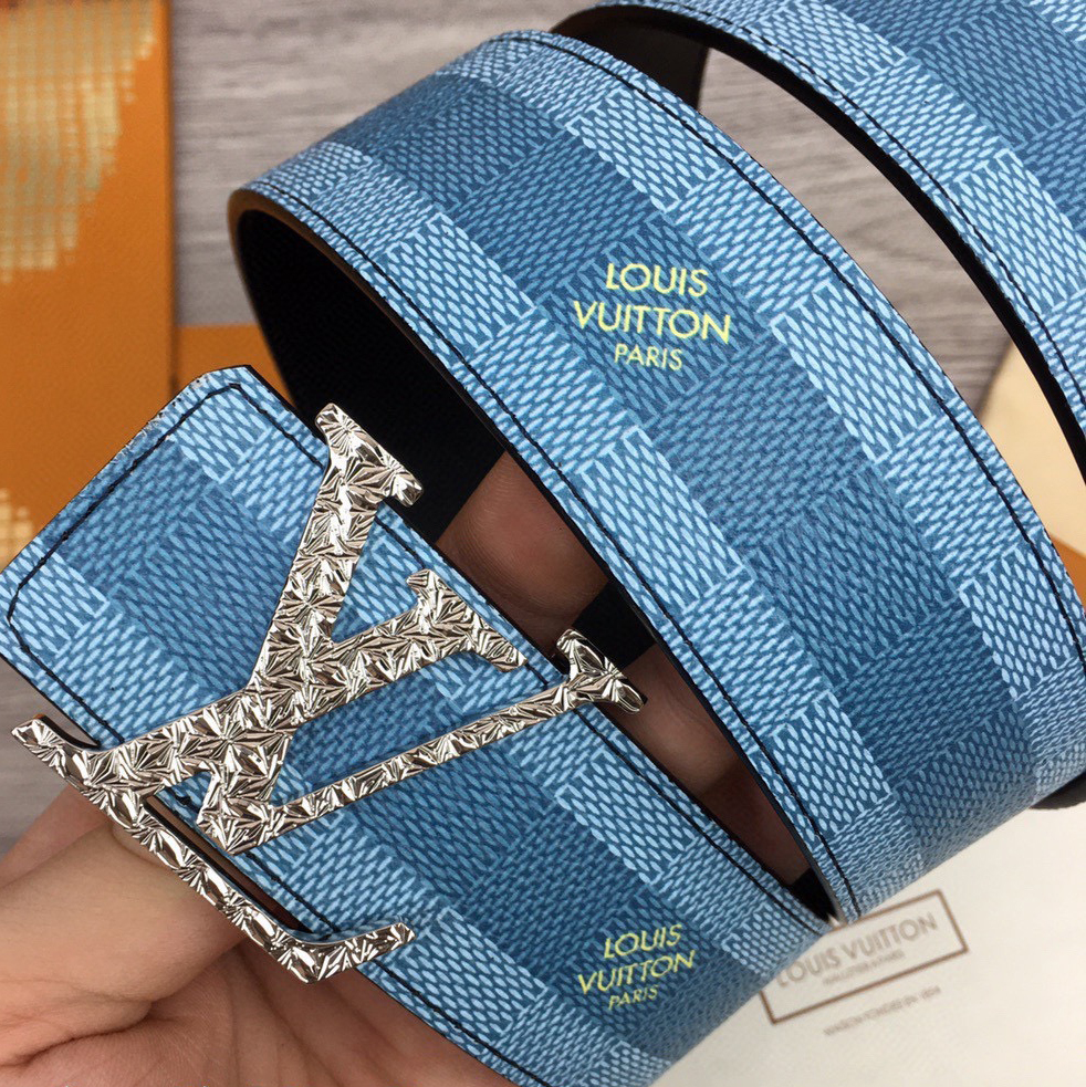 Louis Vuitton LV Initiales Damier Stripes 40mm Reversible Belt  - DopestKickz