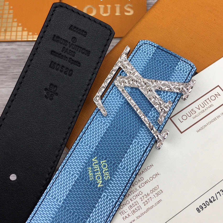 Louis Vuitton LV Initiales Damier Stripes 40mm Reversible Belt  - DopestKickz