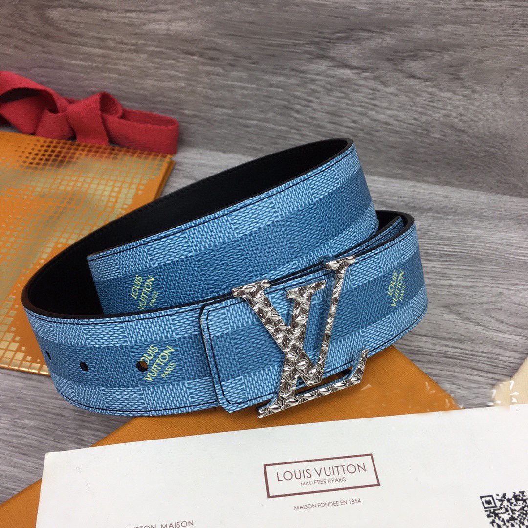 Louis Vuitton LV Initiales Damier Stripes 40mm Reversible Belt  - DopestKickz
