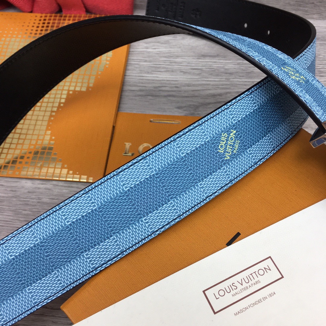 Louis Vuitton LV Initiales Damier Stripes 40mm Reversible Belt  - DopestKickz