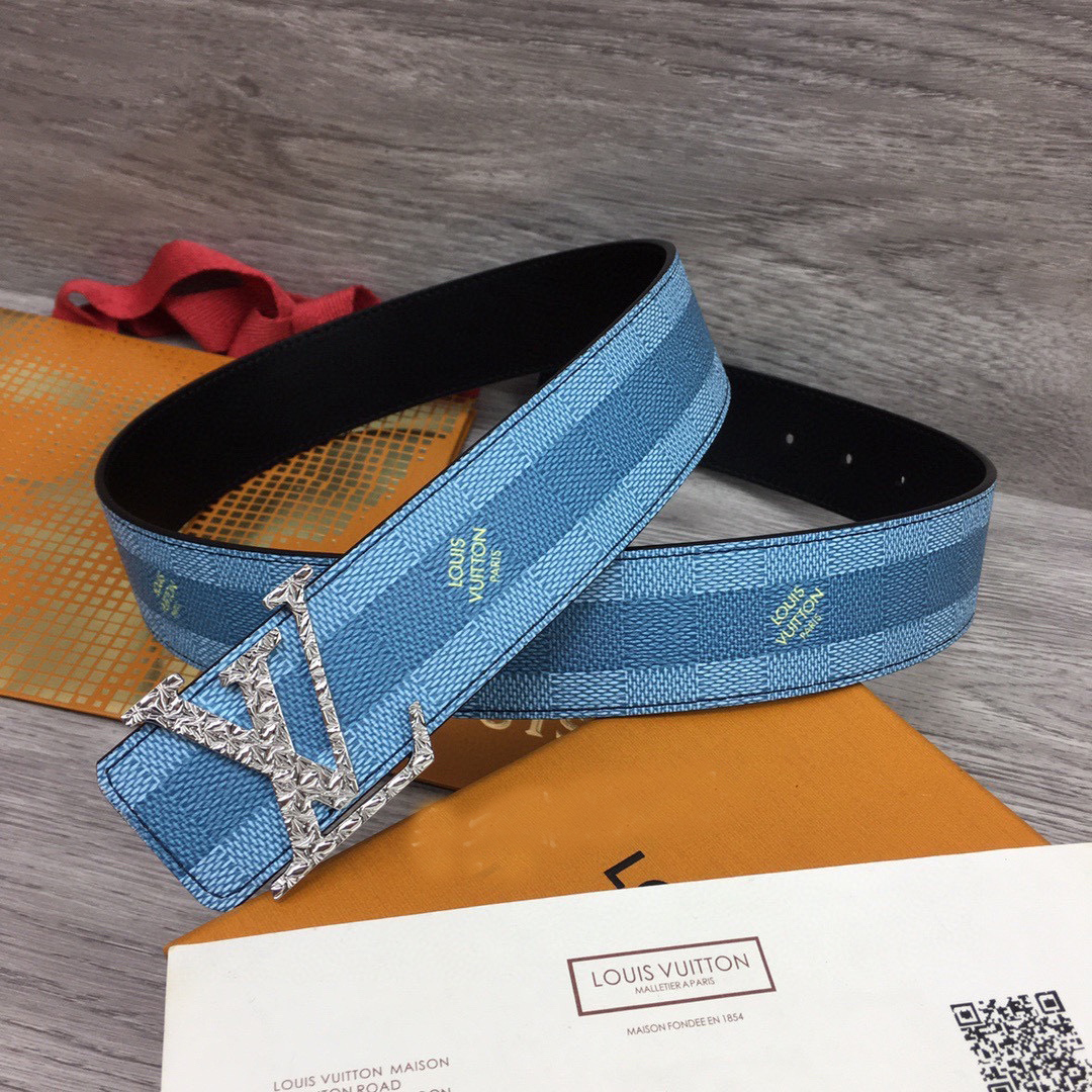 Louis Vuitton LV Initiales Damier Stripes 40mm Reversible Belt  - DopestKickz