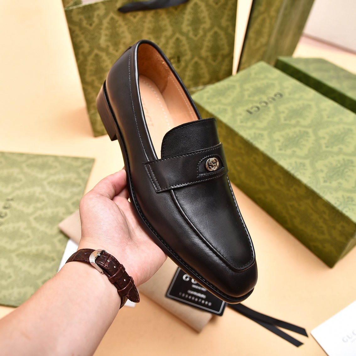 Gucci Men's Loafer With Interlocking G - DopestKickz