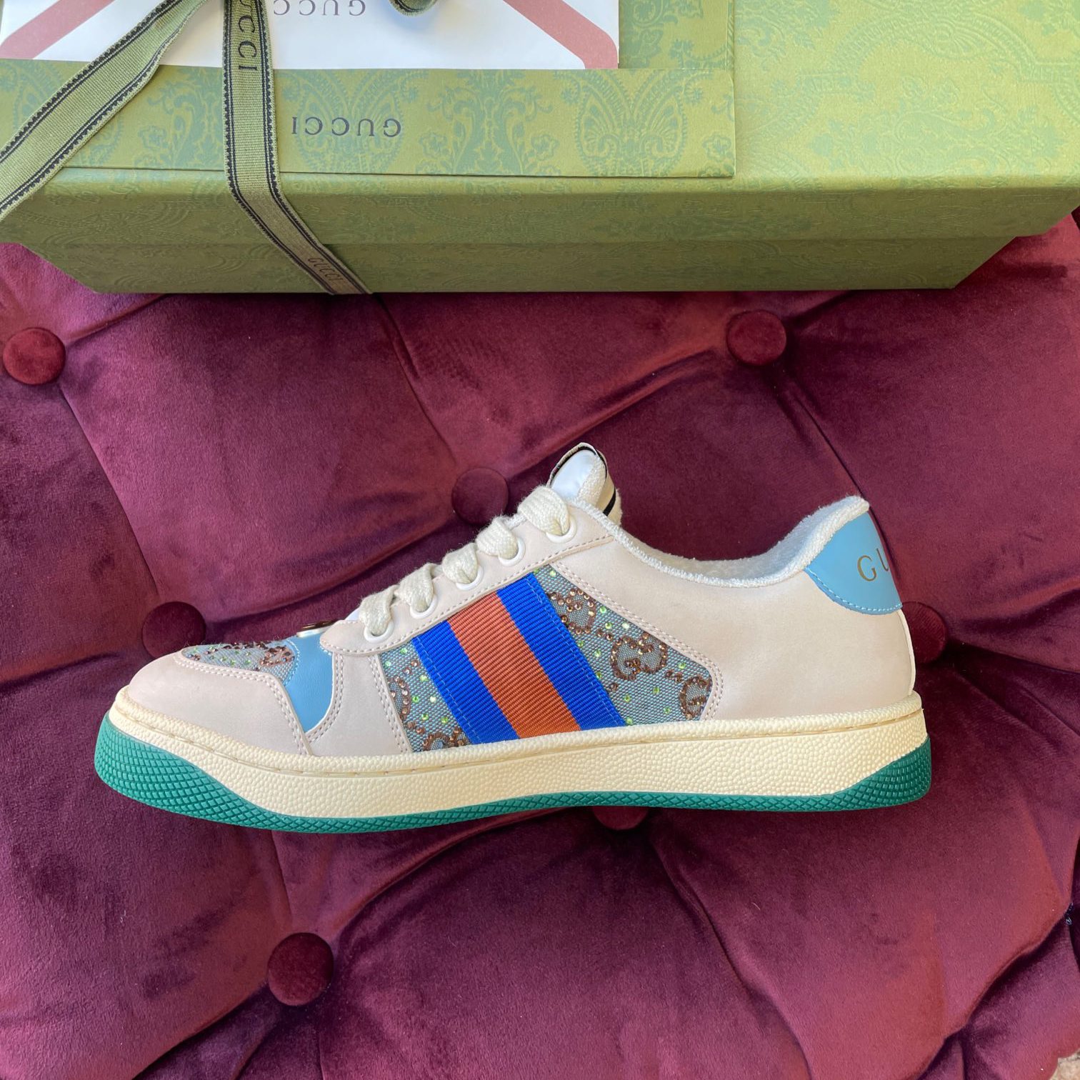 Gucci Women's Screener Sneaker With Crystals - DopestKickz