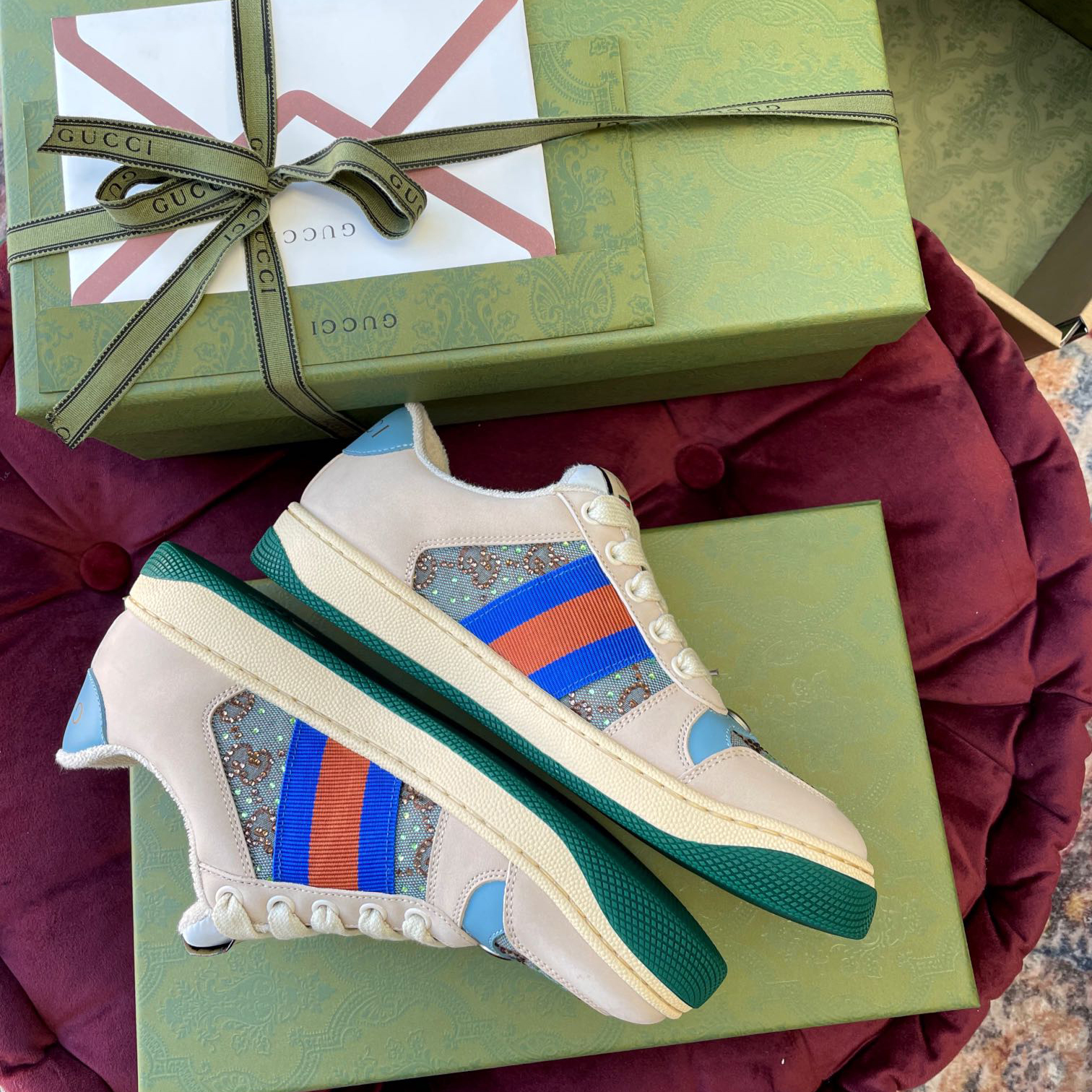 Gucci Women's Screener Sneaker With Crystals - DopestKickz