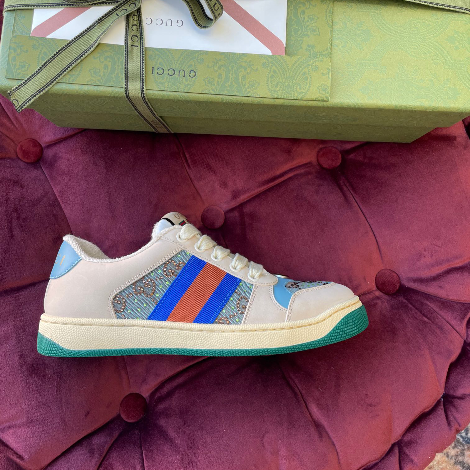 Gucci Women's Screener Sneaker With Crystals - DopestKickz