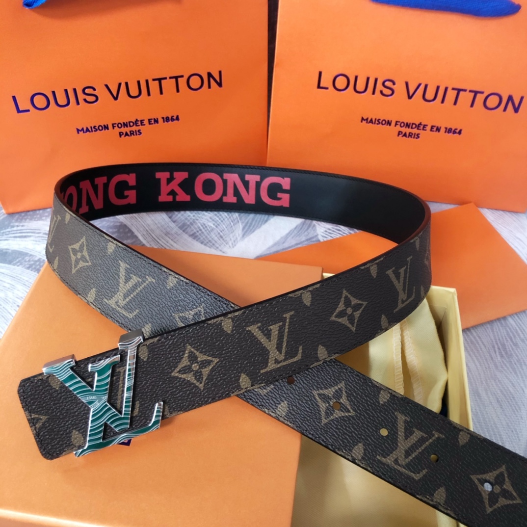 Louis Vuitton LV Pyramide Cities Exclusive 40MM Reversible Belt—Hong Kong - DopestKickz