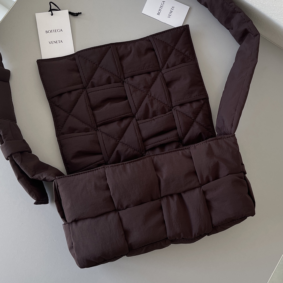 Bottega Veneta Padded Tech Cassette Padded Intreccio Nylon Cross-Body Bag(30-15-7.5cm) - DopestKickz