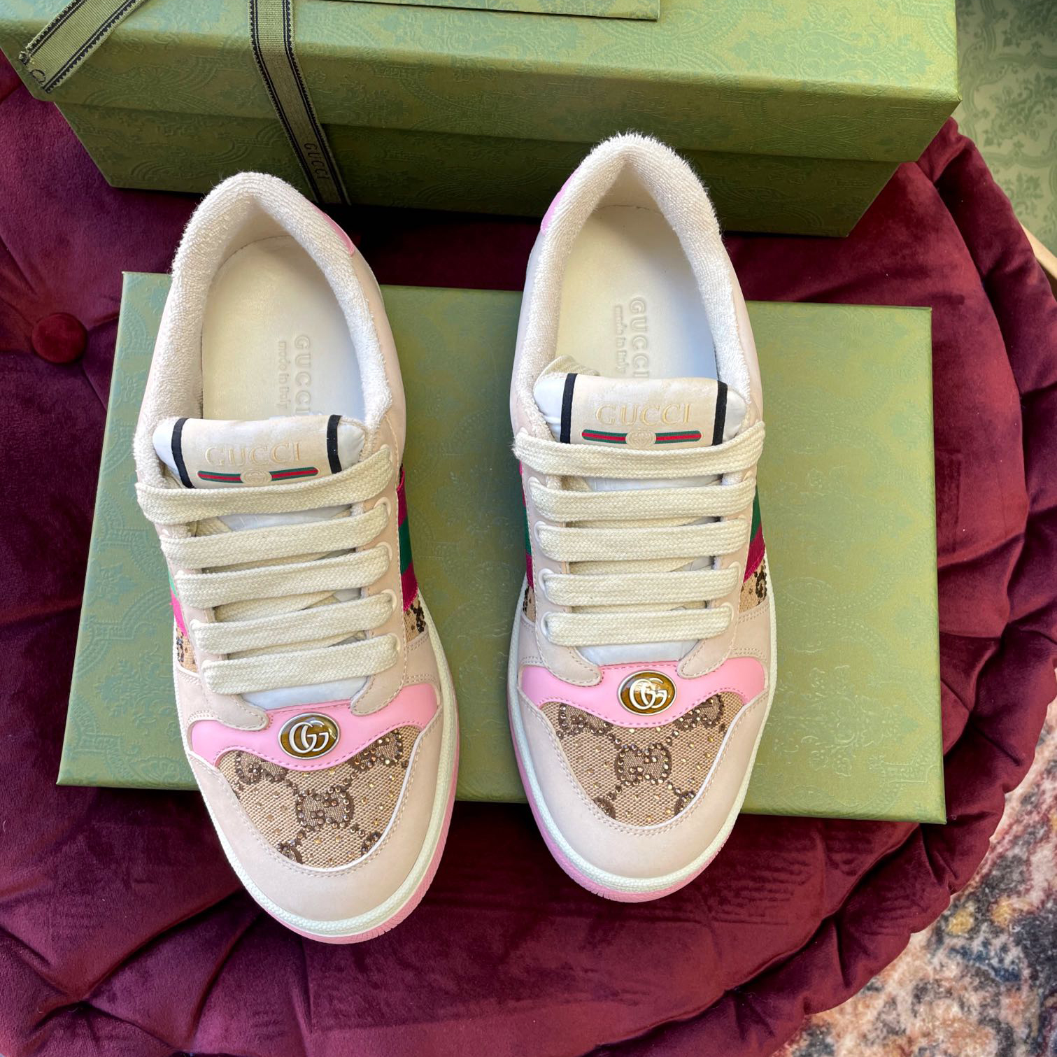 Gucci Women's Screener Sneaker With Crystals - DopestKickz
