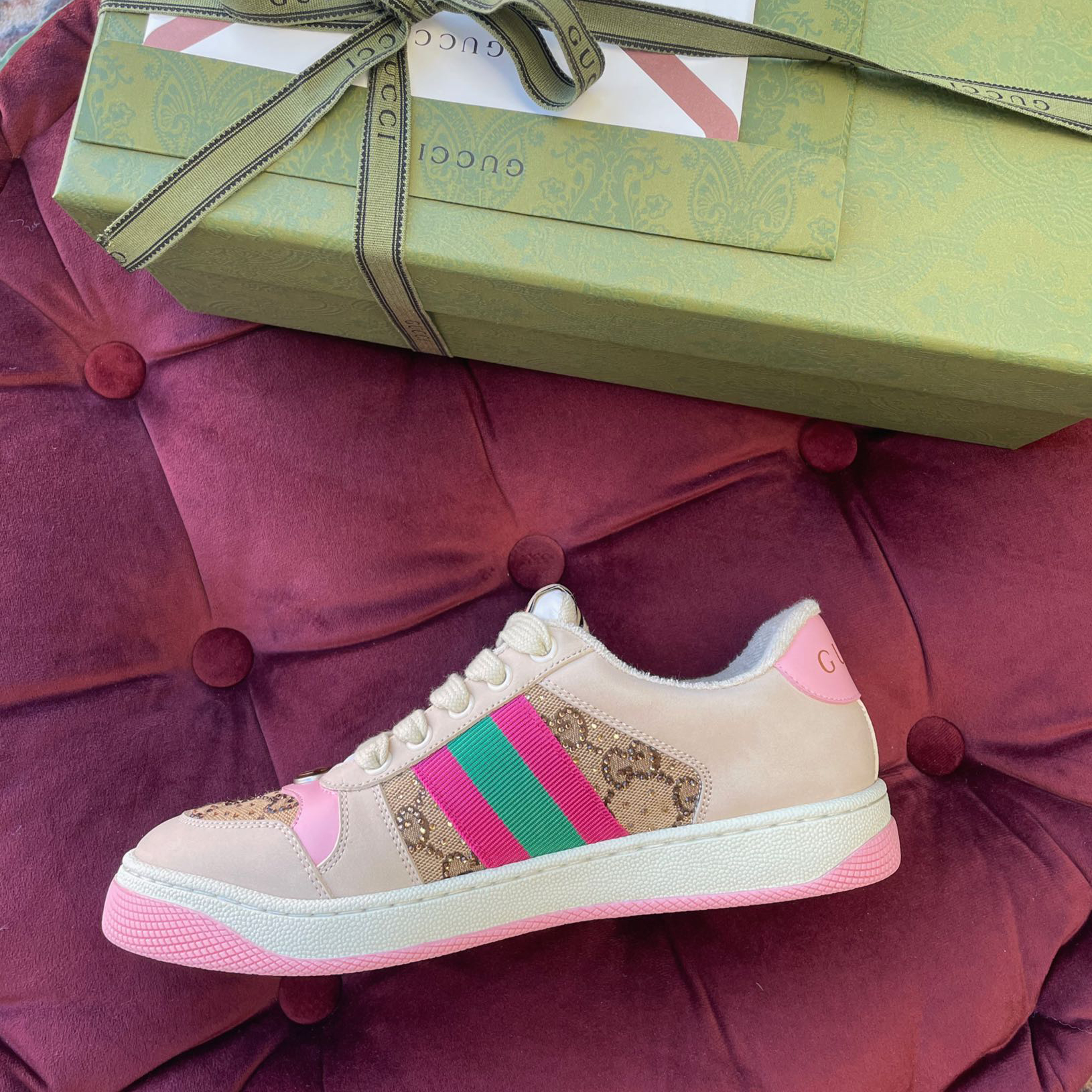 Gucci Women's Screener Sneaker With Crystals - DopestKickz