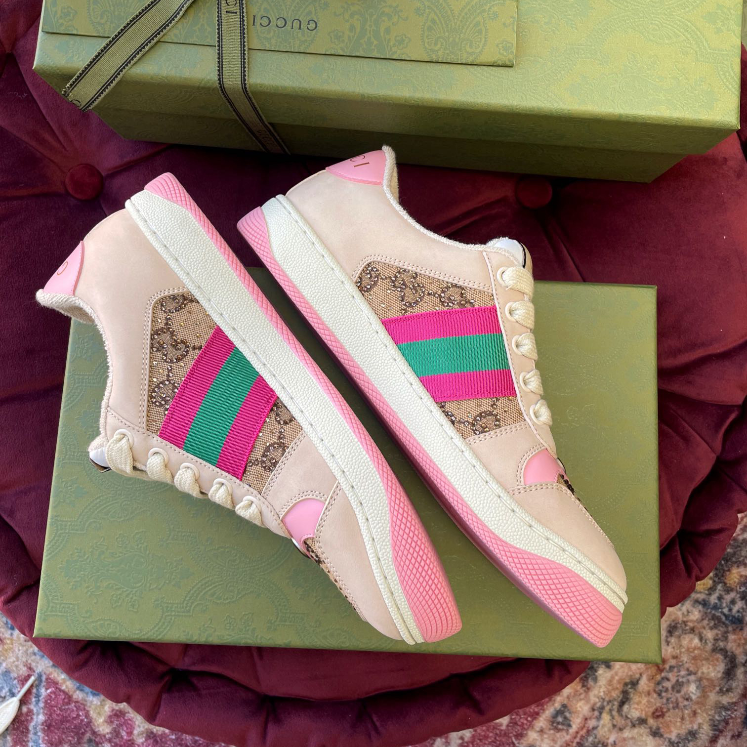 Gucci Women's Screener Sneaker With Crystals - DopestKickz