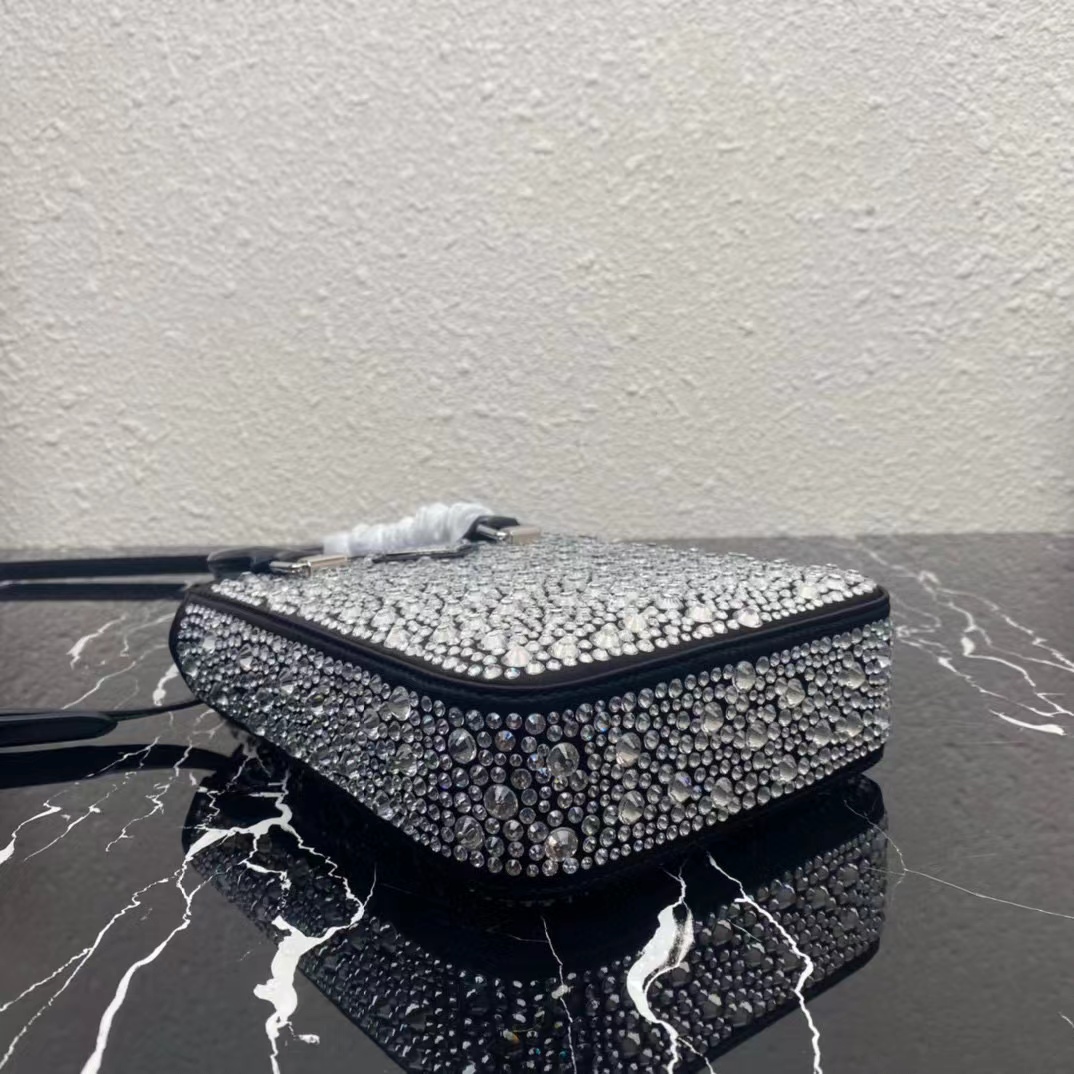 Prada Small Crystal-Studded Satin Tote Bag(17.5-15-5cm) - DopestKickz