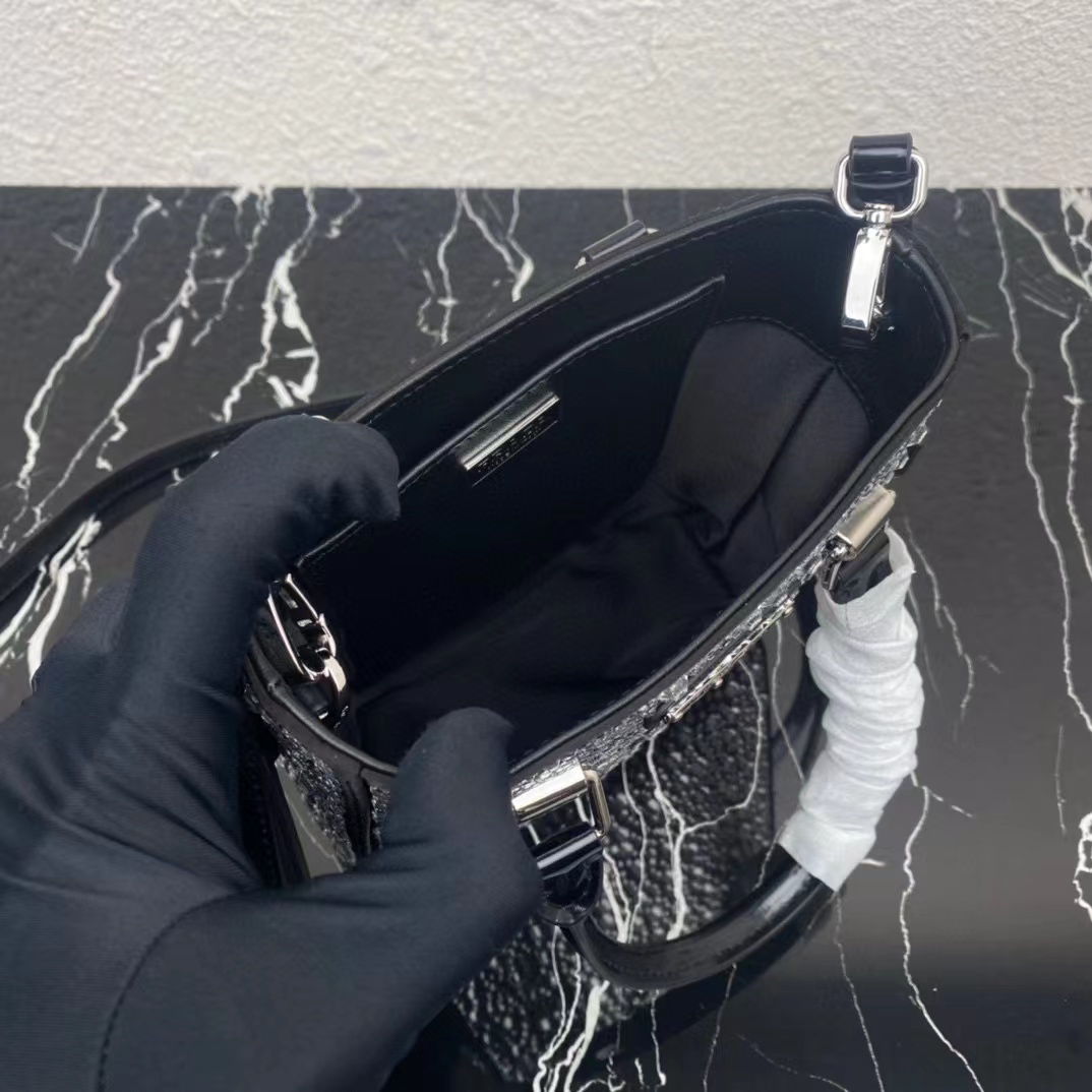 Prada Small Crystal-Studded Satin Tote Bag(17.5-15-5cm) - DopestKickz