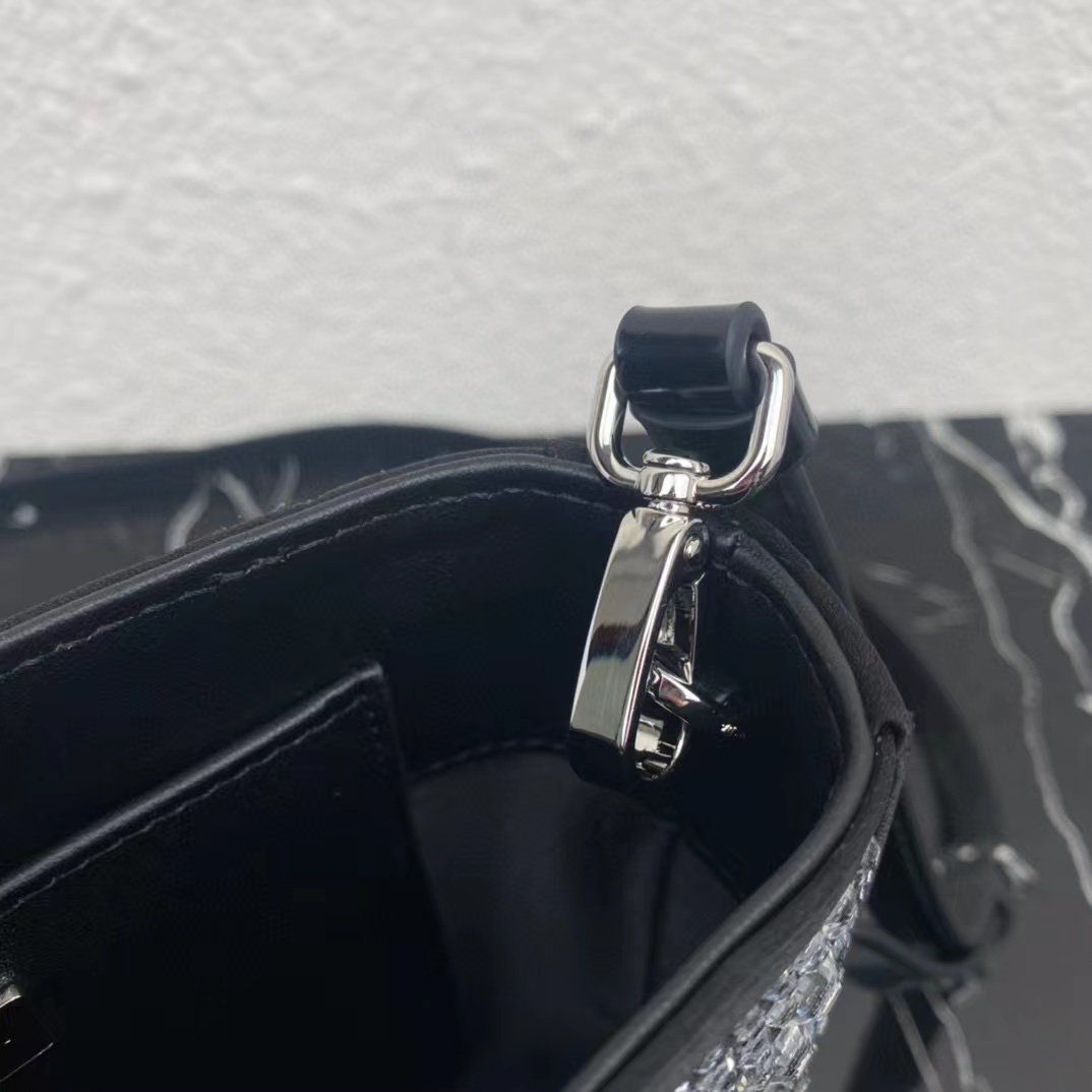 Prada Small Crystal-Studded Satin Tote Bag(17.5-15-5cm) - DopestKickz