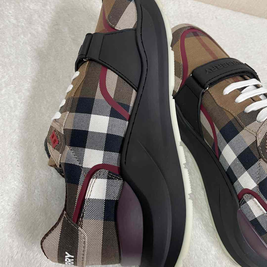 Burberry Check Cotton Sneakers - DopestKickz