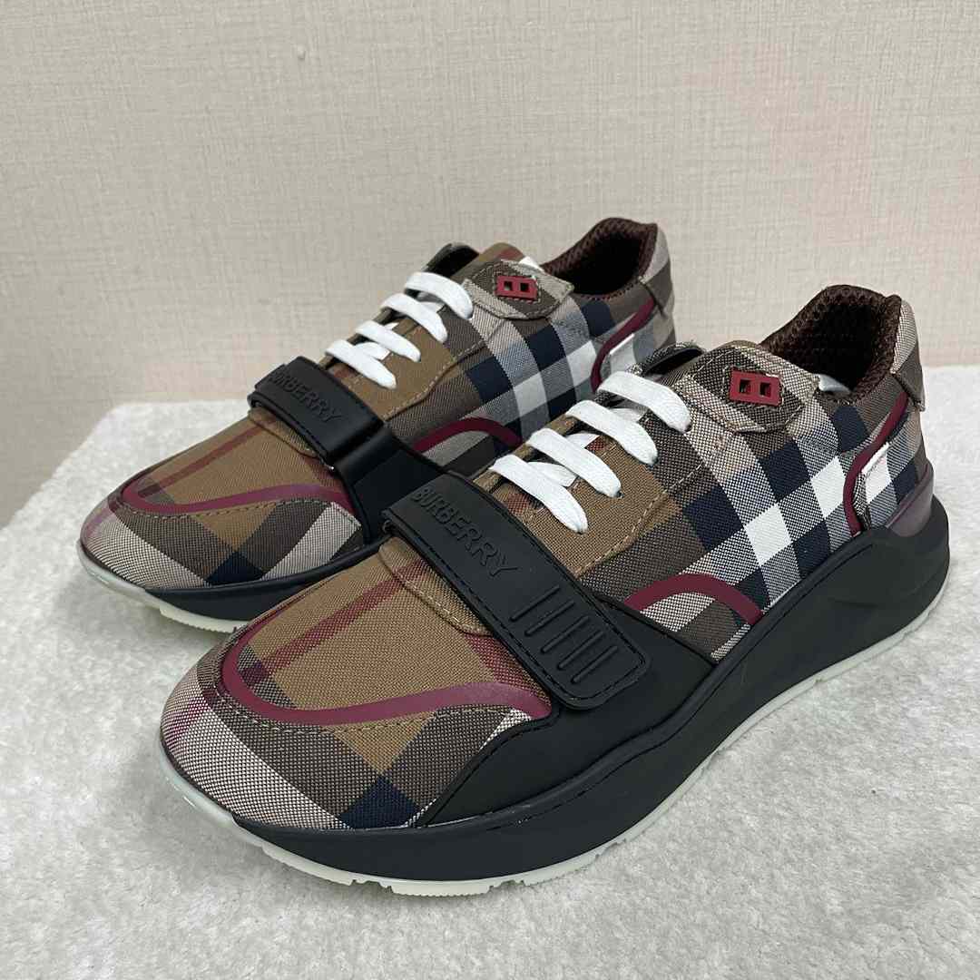 Burberry Check Cotton Sneakers - DopestKickz