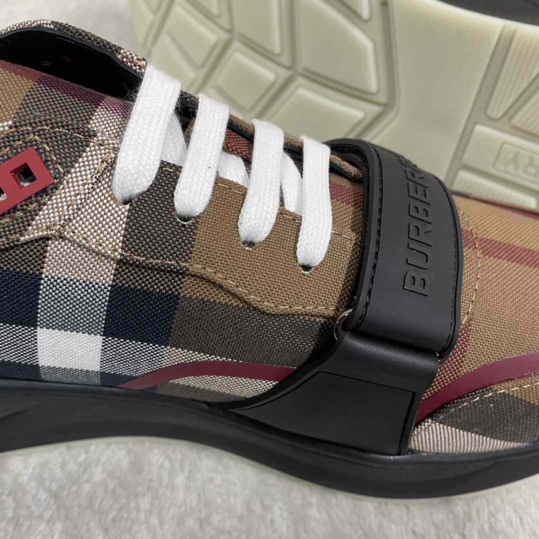 Burberry Check Cotton Sneakers - DopestKickz