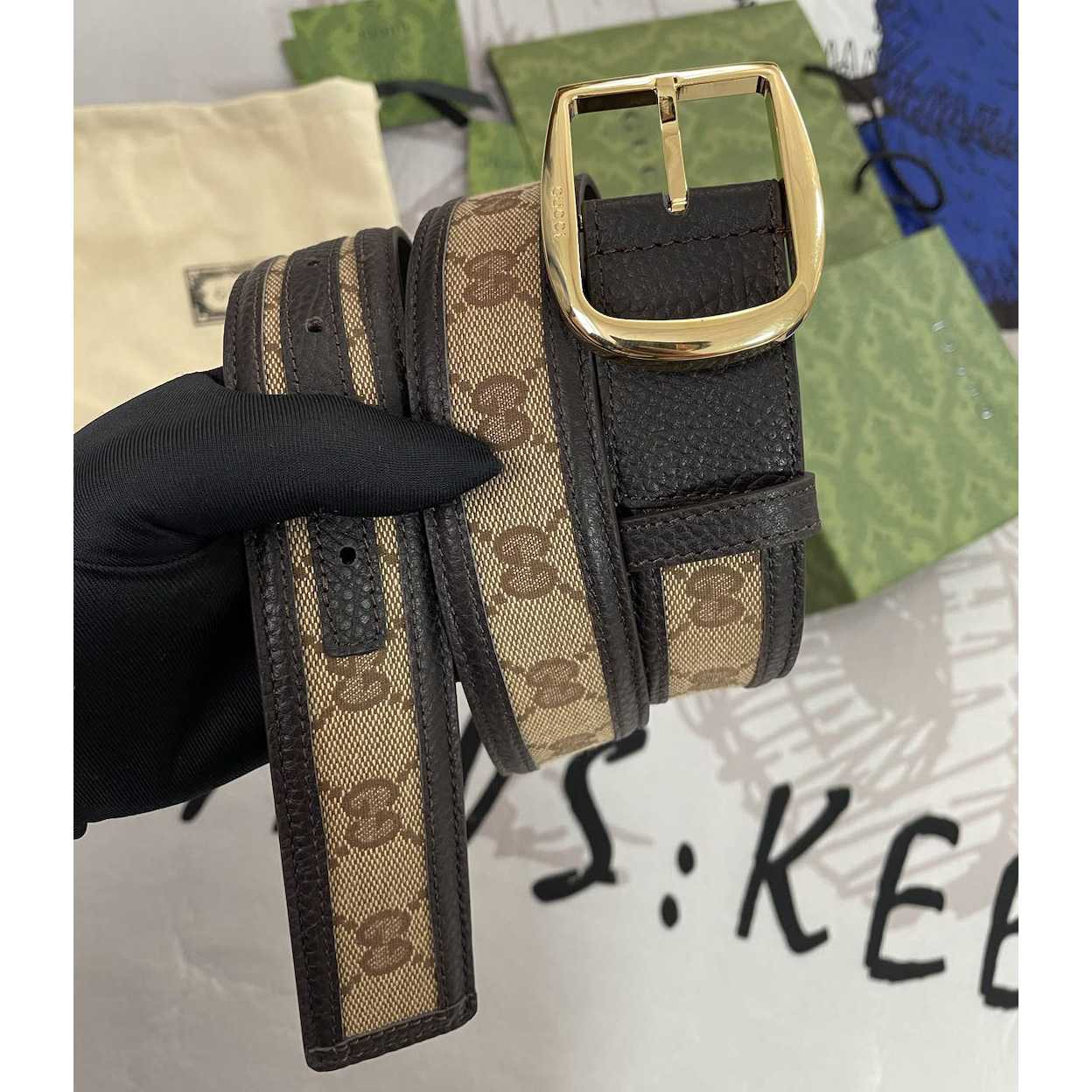 Gucci GG Belt With Square Buckle - DopestKickz