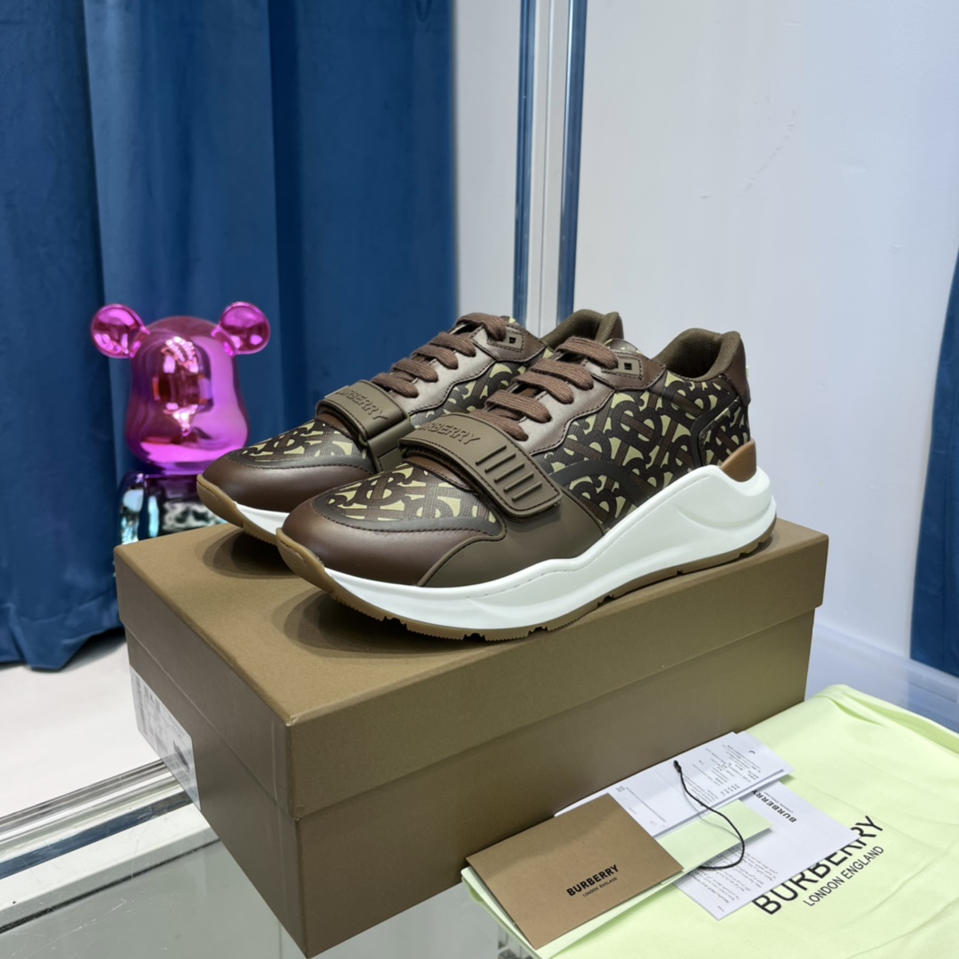 Burberry Monogram Nylon And Leather Sneakers - DopestKickz