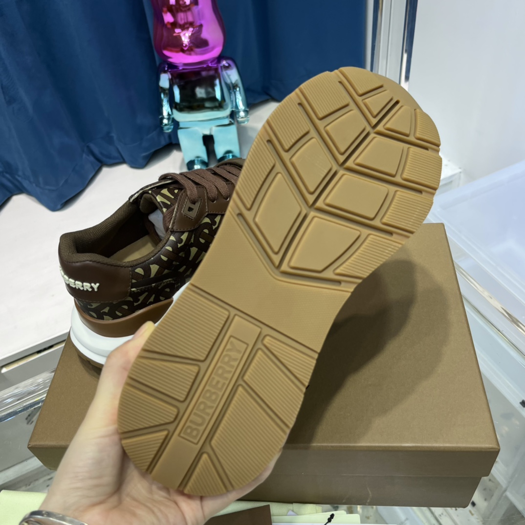 Burberry Monogram Nylon And Leather Sneakers - DopestKickz