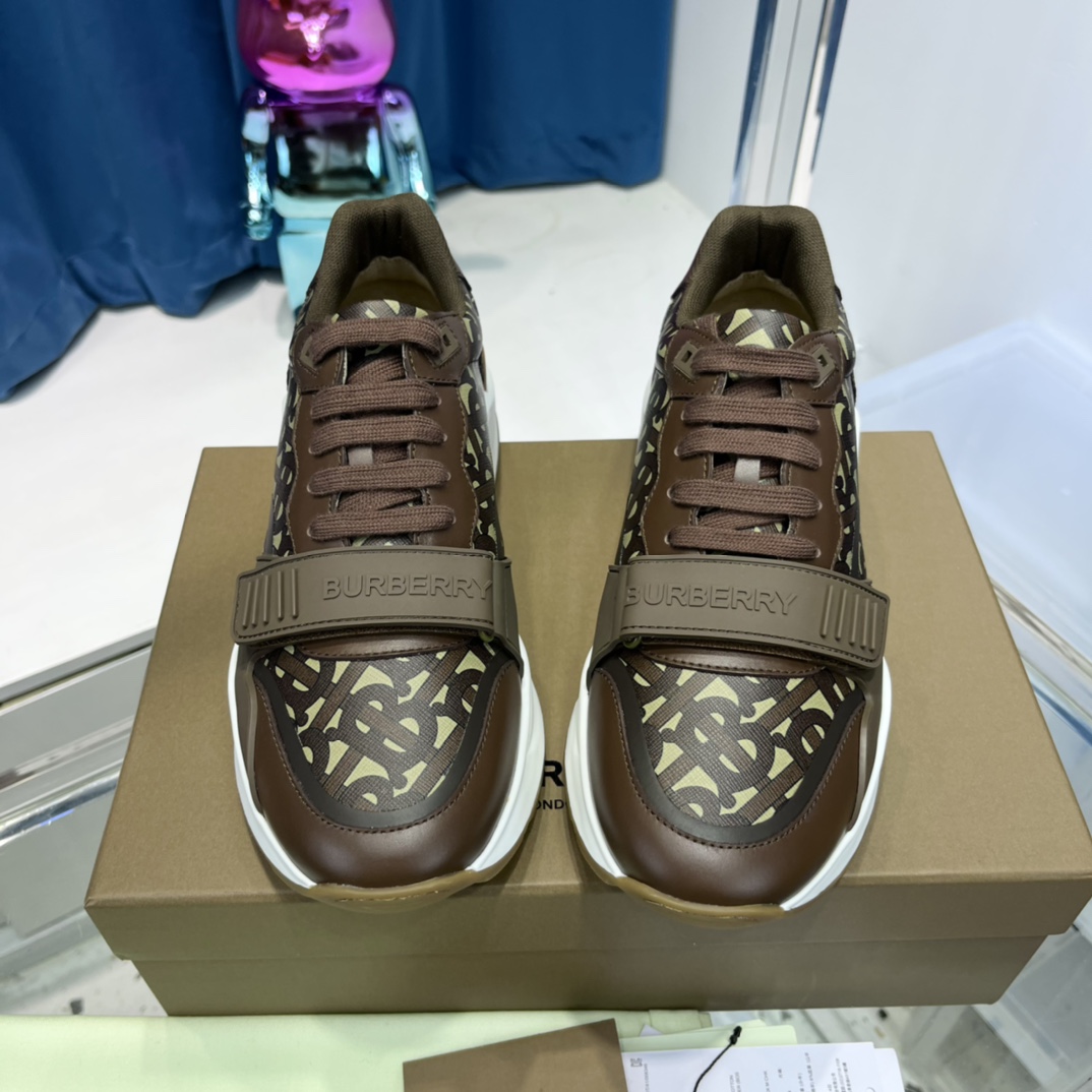 Burberry Monogram Nylon And Leather Sneakers - DopestKickz