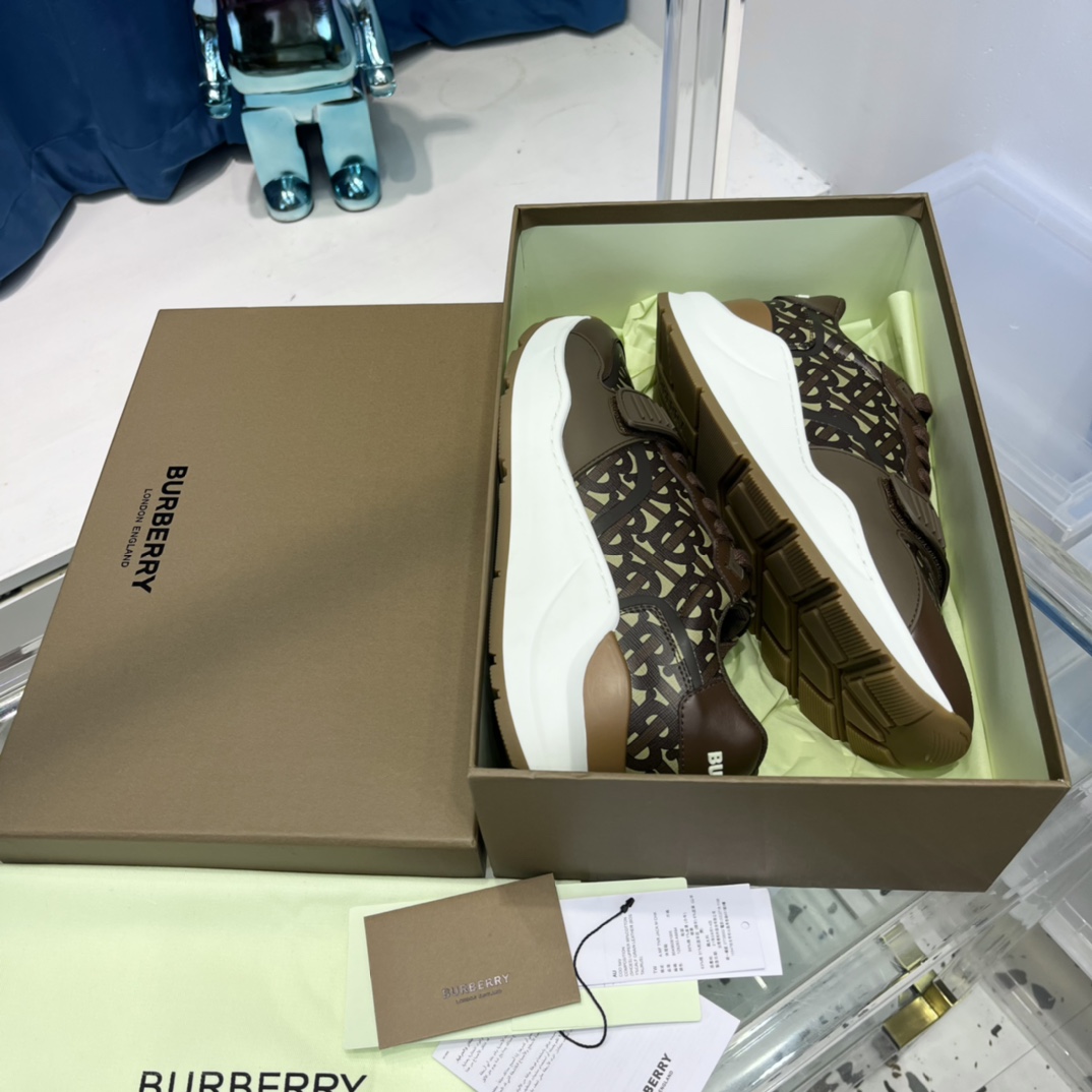 Burberry Monogram Nylon And Leather Sneakers - DopestKickz