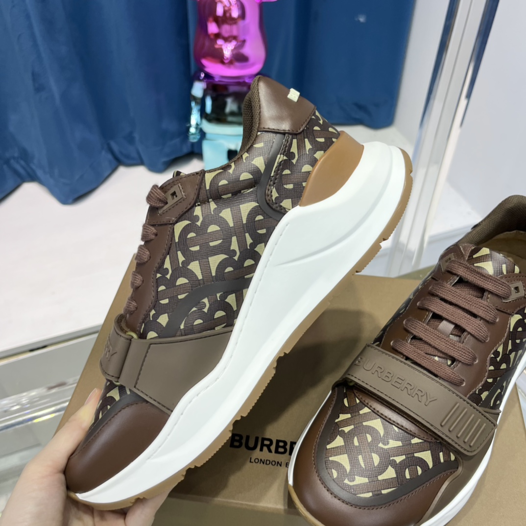 Burberry Monogram Nylon And Leather Sneakers - DopestKickz