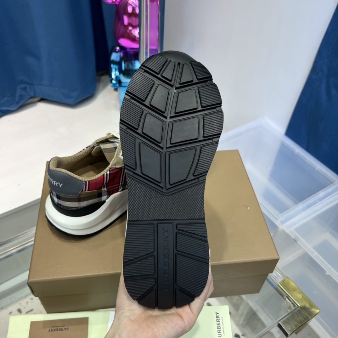 Burberry Leather And Vintage Check Cotton Sneakers - DopestKickz