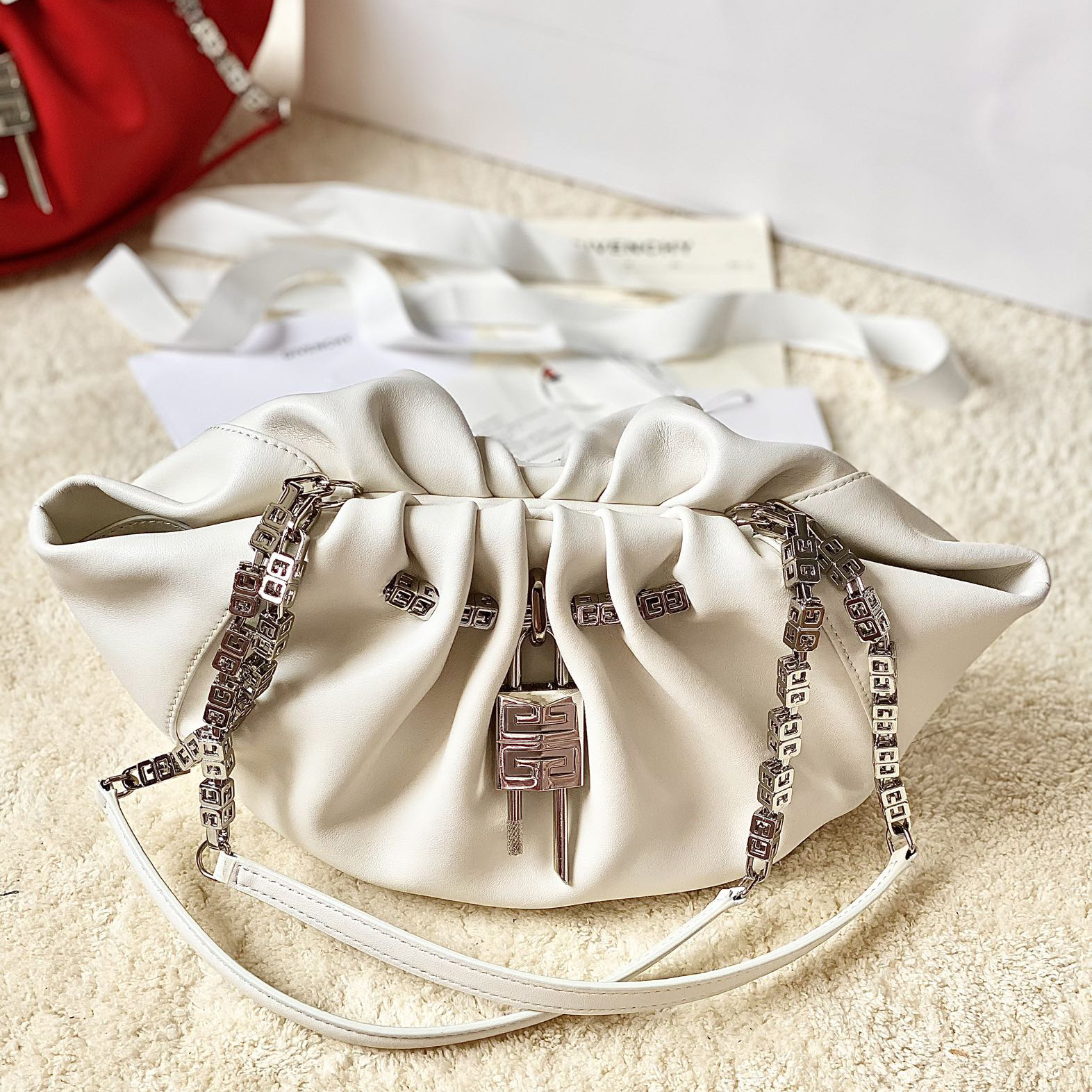 Givenchy Small Kenny Bag In Smooth Leather - Ivory(32-22-17cm) - DopestKickz