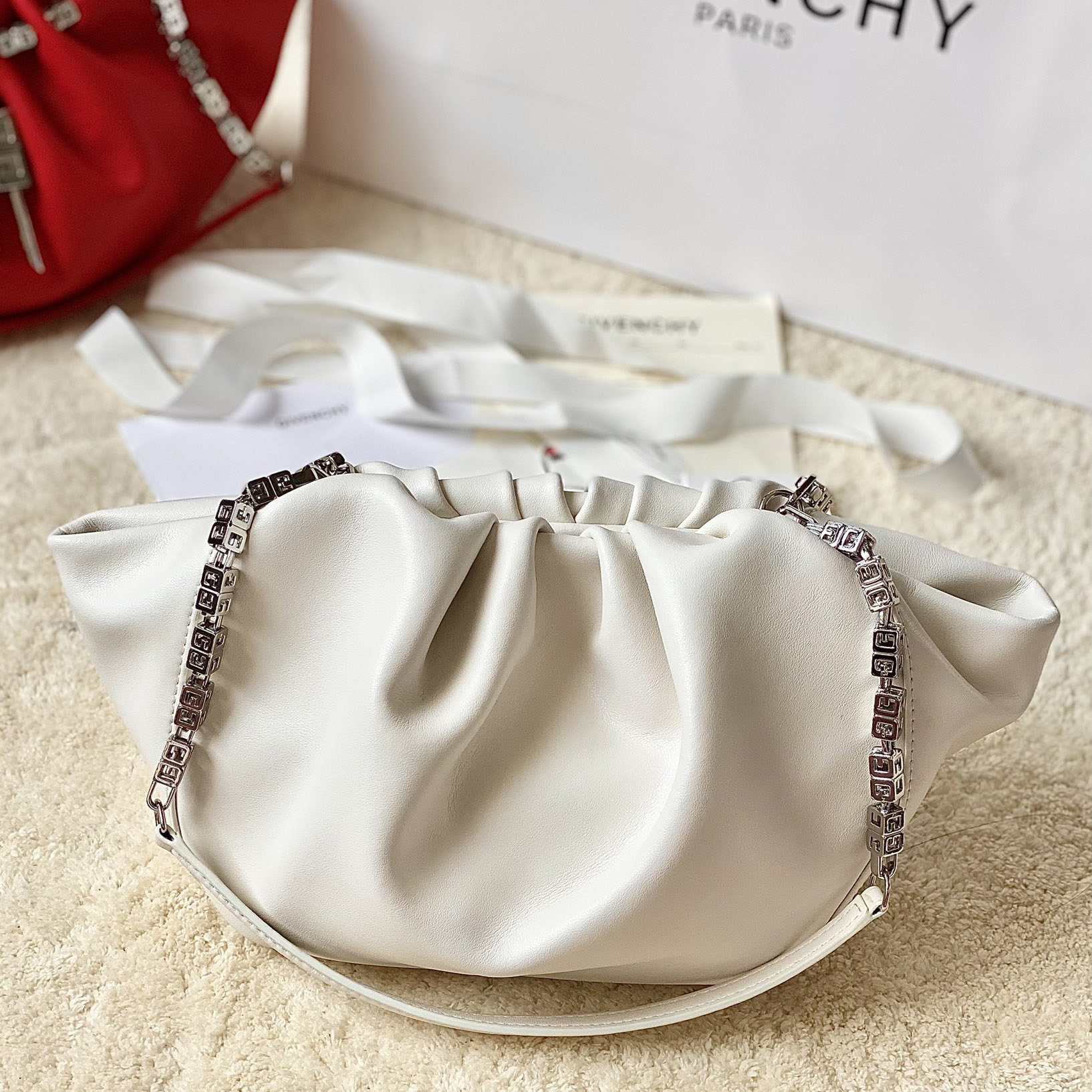 Givenchy Small Kenny Bag In Smooth Leather - Ivory(32-22-17cm) - DopestKickz