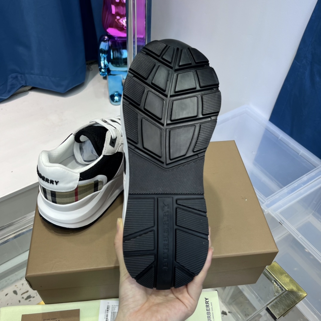 Burberry Mesh, Suede And Vintage Check Cotton Sneakers - DopestKickz