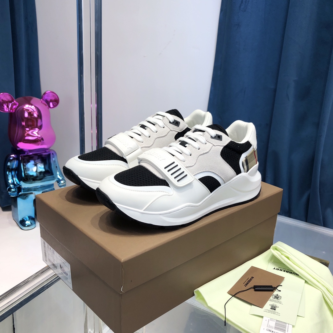 Burberry Mesh, Suede And Vintage Check Cotton Sneakers - DopestKickz